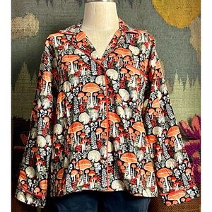 Anthropologie Mushroom Pajama Shirt Top S
